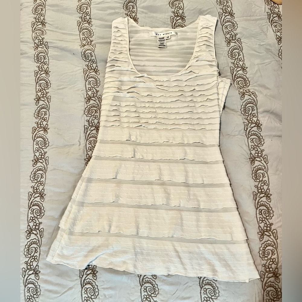 Max Studio White Ruffled Tank Top